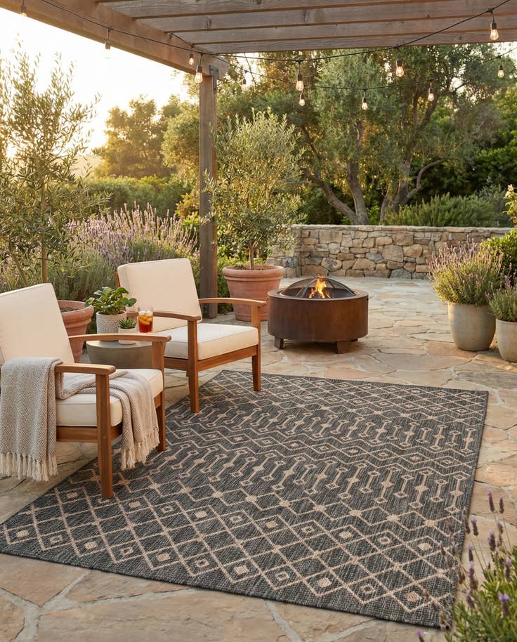 Detail image of 5' 3 x 8' Easy-Clean Lattice Indoor / Outdoor Rug