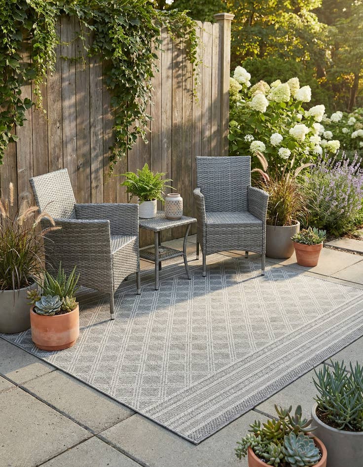 Detail image of  5' 1 x 5' 1  Washable Lattice Indoor / Outdoor Square Rug