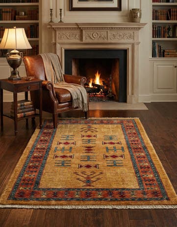 3' 5 x 4' 11 Hand Knotted Ziegler Wool Rug