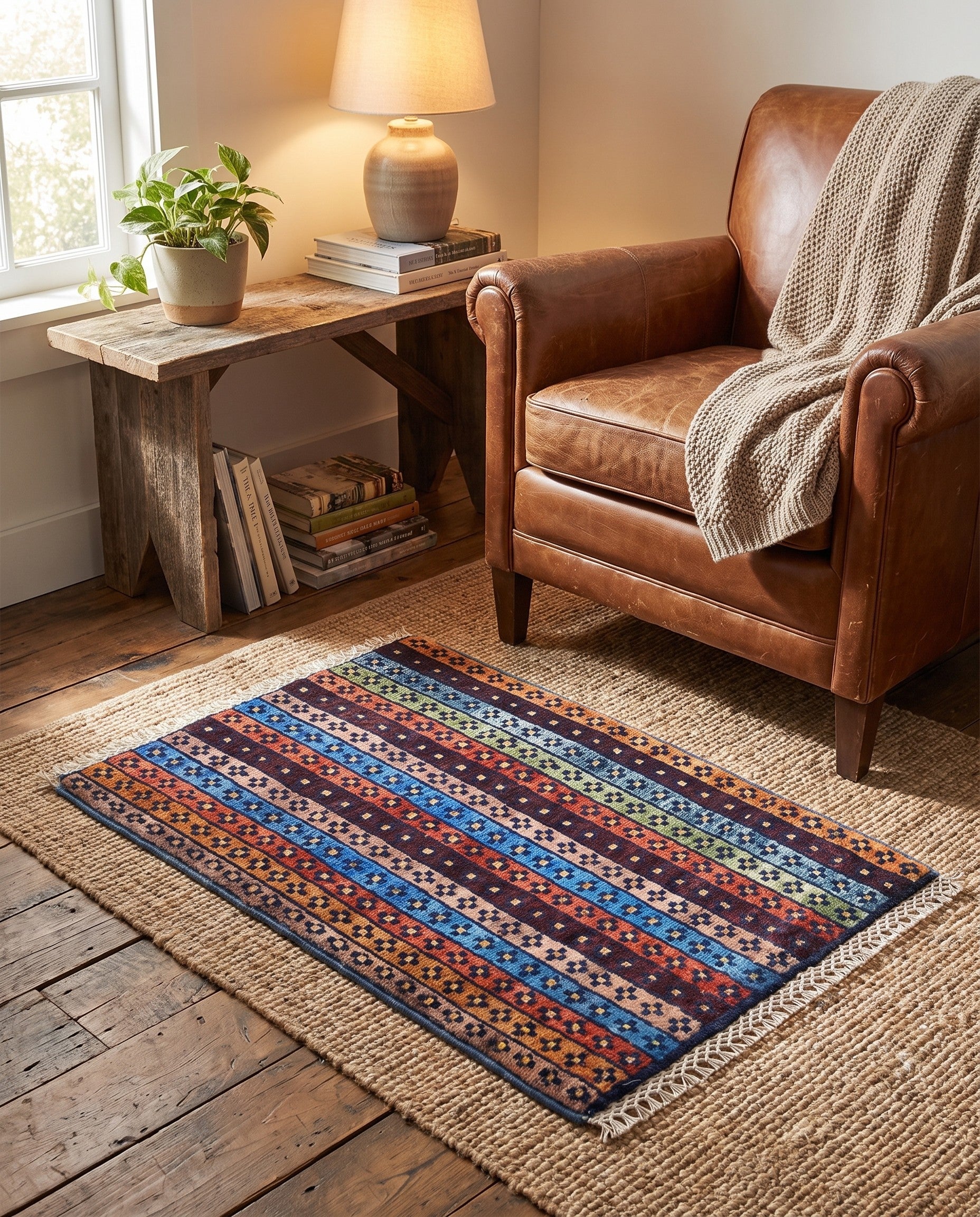 1' 4 x 2' Hand Knotted Ziegler Rug