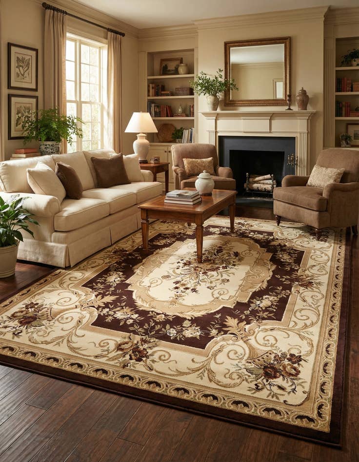 Detail image of 7' 10 x 11' Classic Aubusson Rug