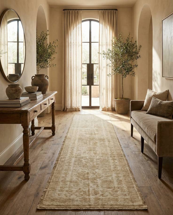 Detail image of 2' 8 x 10' 5 Hand Woven Oushak Wool Runner Rug