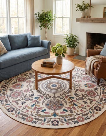 Ivory Blossom Round Rug