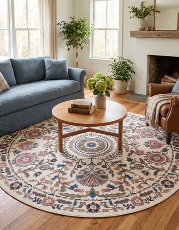 Ivory Blossom Round Rug