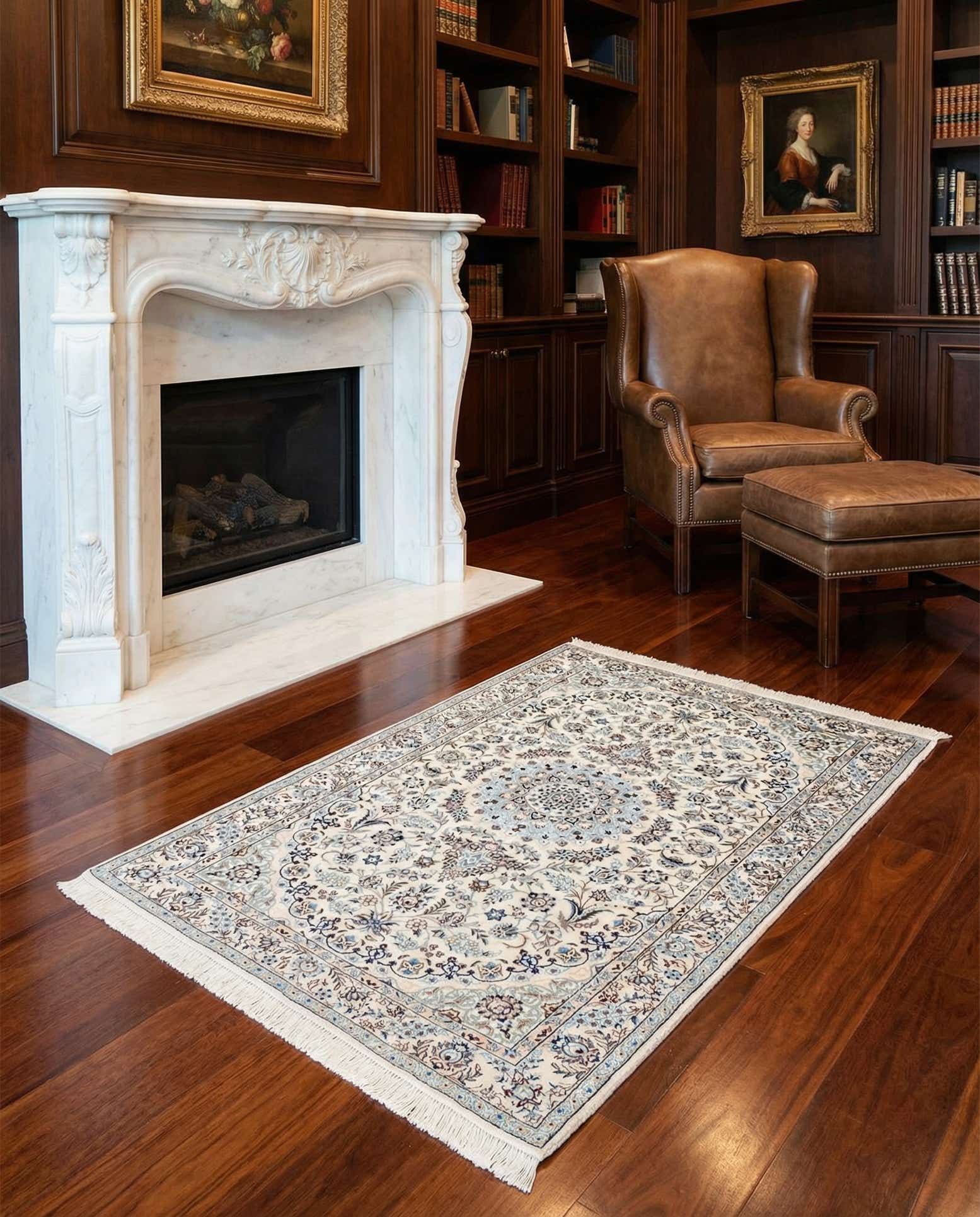 3' 5 x 5' Hand Knotted Nain Persian Rug
