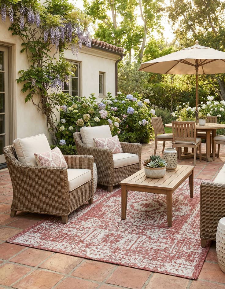 Detail image of 5' 3 x 8' Washable Traditional Indoor / Outdoor Rug