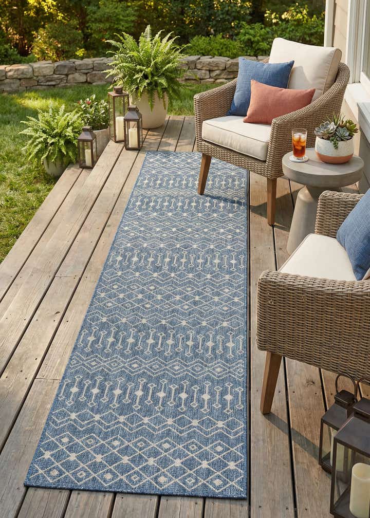 2' 7 x 13' Easy-Clean Trellis Indoor / Outdoor Runner Rug