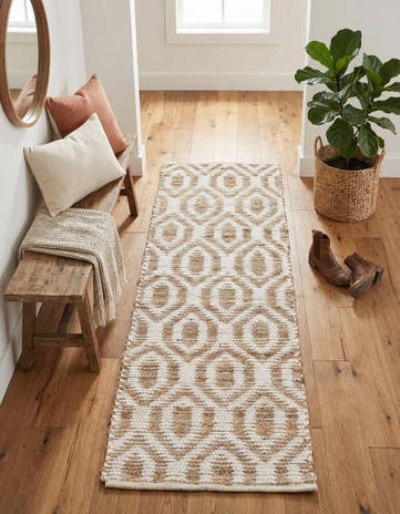 White Hand Woven Chindi Jute Runner Rug
