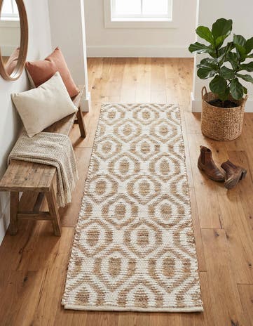 White Hand Woven Chindi Jute Runner Rug