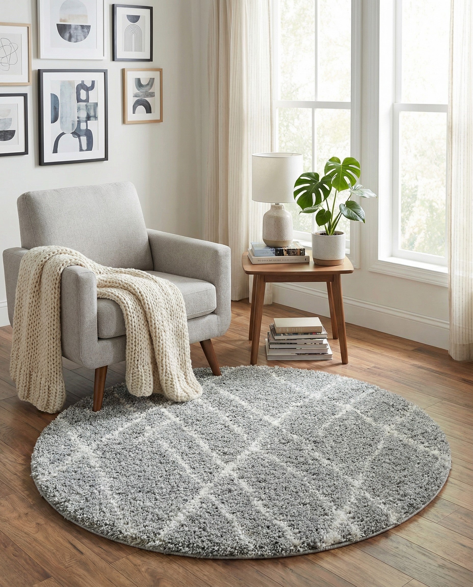 4' x 4' Soft Touch Shag Round Rug