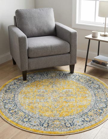 Yellow Santiago Round Rug