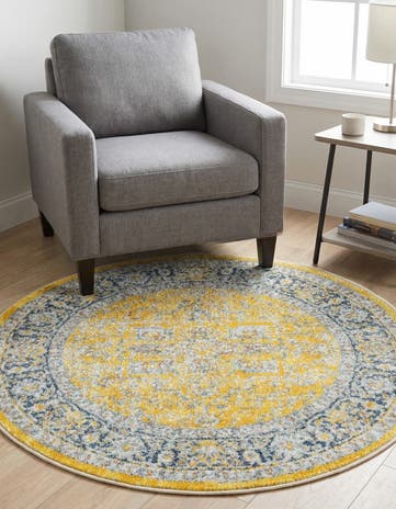 Yellow Santiago Round Rug