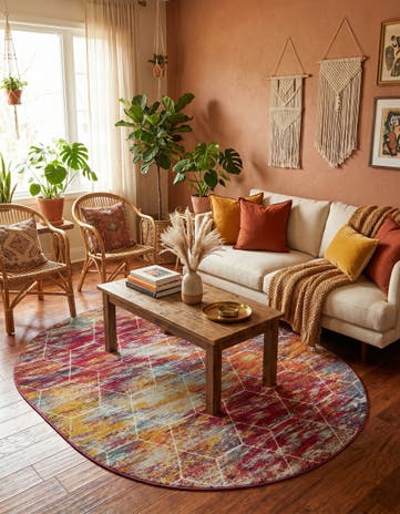 7' 10 x 10' Lattice Frieze Oval Rug