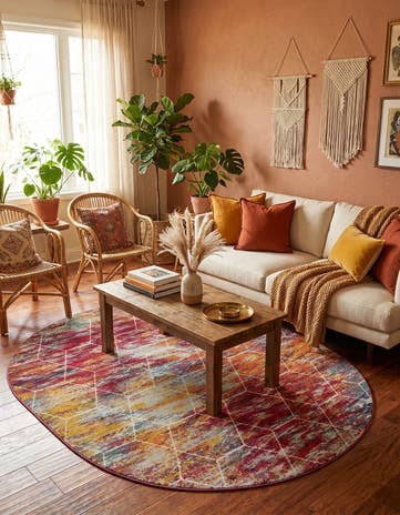 7' 10 x 10' Lattice Frieze Oval Rug