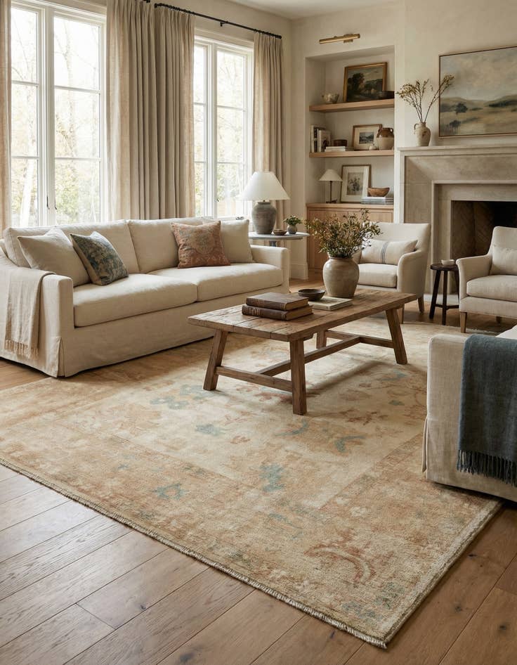 Detail image of 7' 11 x 9' 7 Hand Knotted Oushak Wool Rug