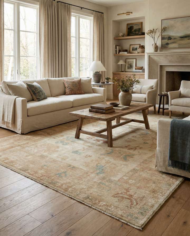 7' 11 x 9' 7 Hand Knotted Oushak Wool Rug