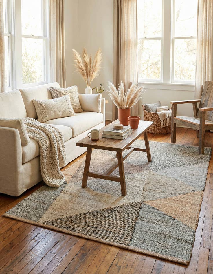 Detail image of 4' 1 x 6' 1  Hand Woven Kilim Jute Rug