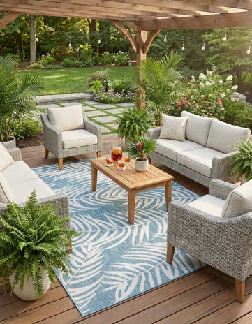 7' x 10' Easy-Clean Botanical Indoor / Outdoor Rug