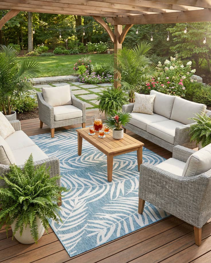 Detail image of 7' x 10' Easy-Clean Botanical Indoor / Outdoor Rug