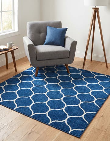 4' x 4' Lattice Frieze Square Rug