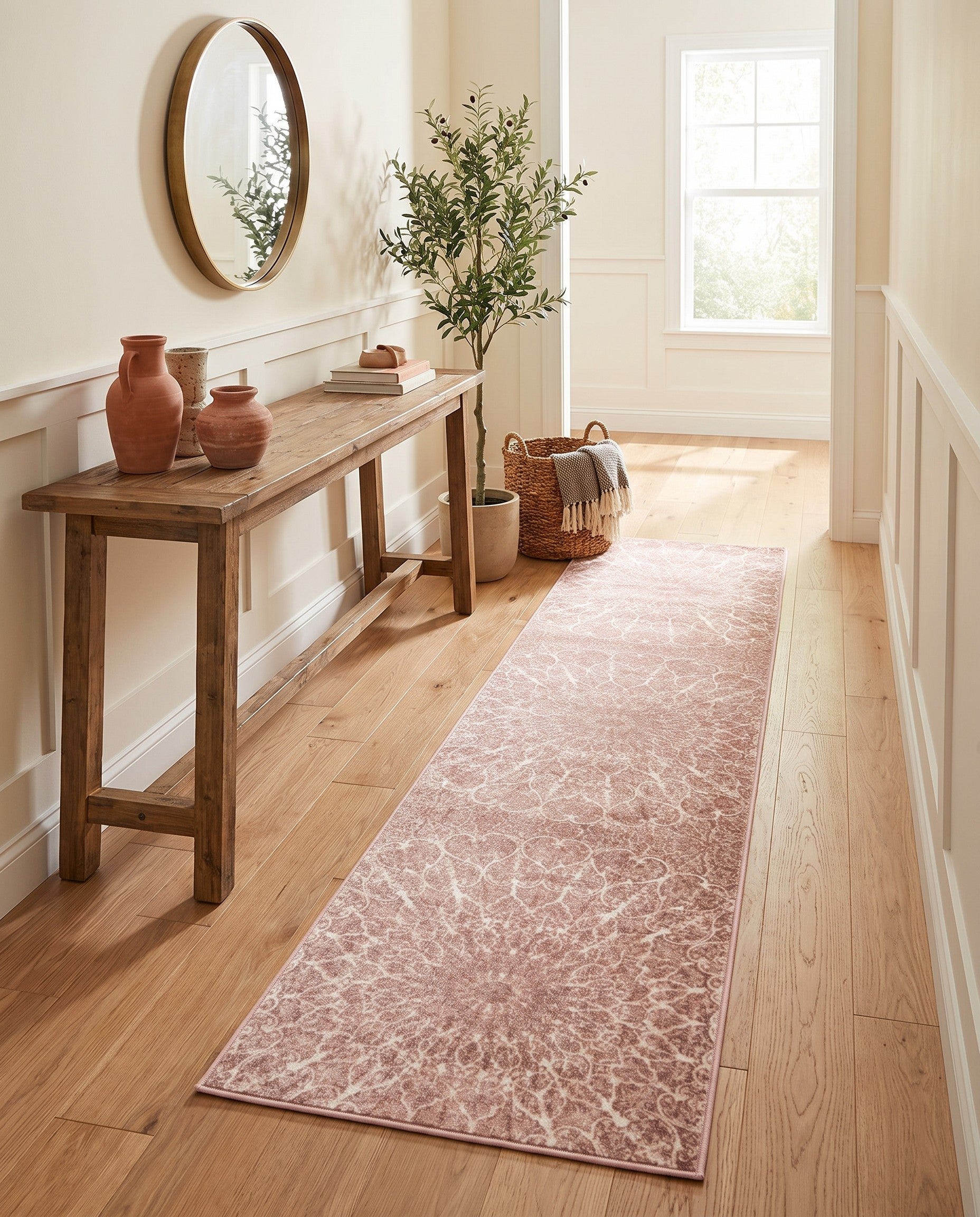 Rose Pink and Ivory Monte Carlo Runner Rug