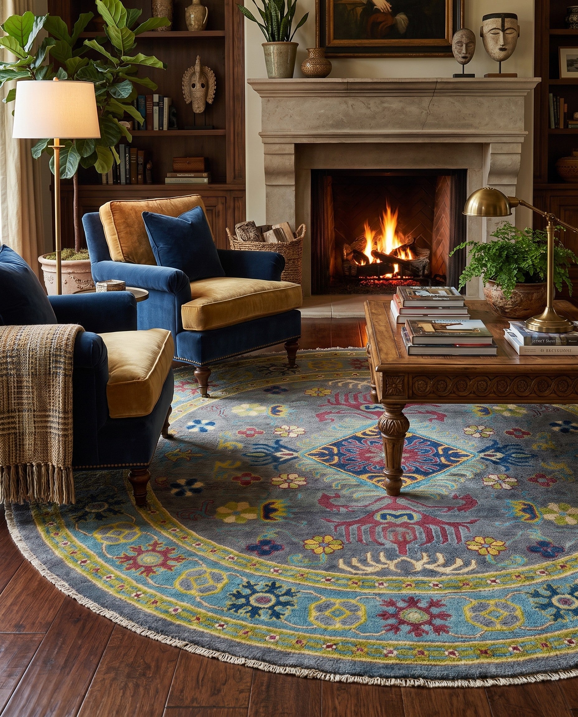5' 9 x 5' 9 Hand Knotted Kazak Round Rug