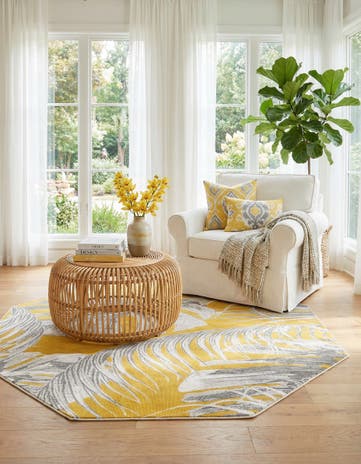 Yellow Blossom Octagon Rug