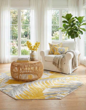 Yellow Blossom Octagon Rug