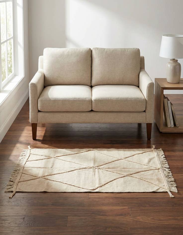 Detail image of 3' 5 x 4' 10 Hand Knotted Moroccan Wool Rug