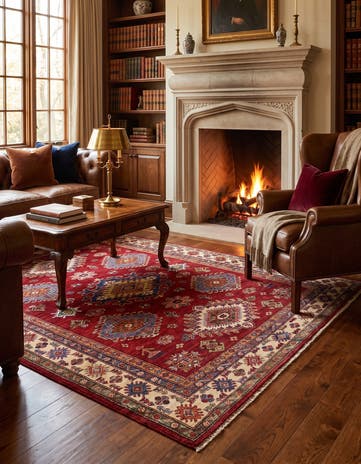 4' 11 x 6' 5 Hand Knotted Kazak Rug
