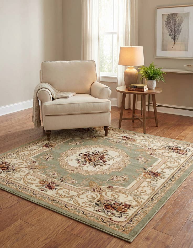 Detail image of 5' 3 x 5' 3 Classic Aubusson Square Rug