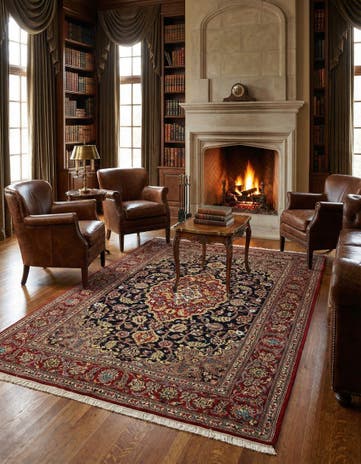 4' 8 x 6' 11 Hand Knotted Qom Persian Rug