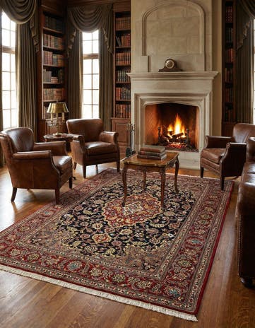 4' 8 x 6' 11 Hand Knotted Qom Persian Rug