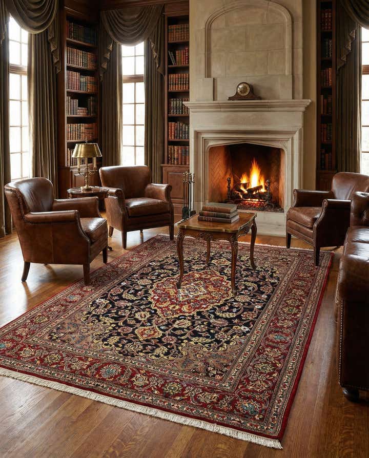 4' 8 x 6' 11 Hand Knotted Qom Persian Rug