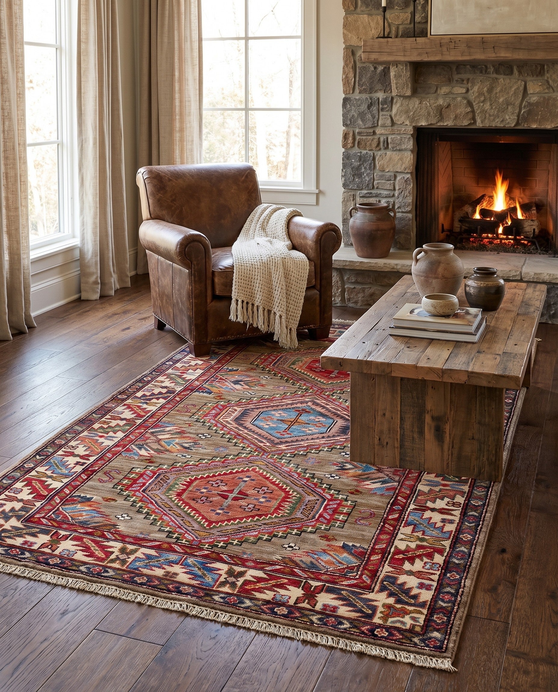 3' 3 x 4' 11 Hand Knotted Kazak Rug