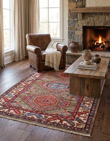 3' 3 x 4' 11 Hand Knotted Kazak Rug