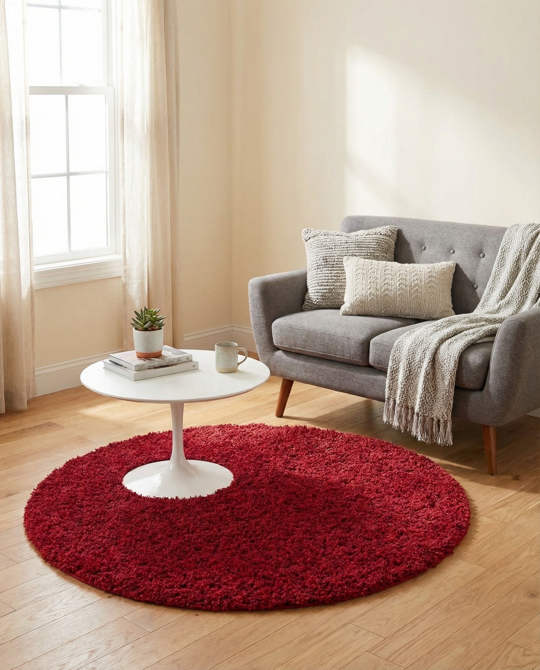 Primary image  4' x 4' Solid Shag Round Rug