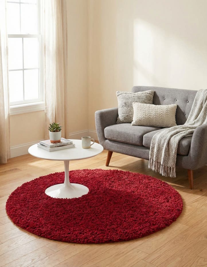 4' x 4' Solid Shag Round Rug