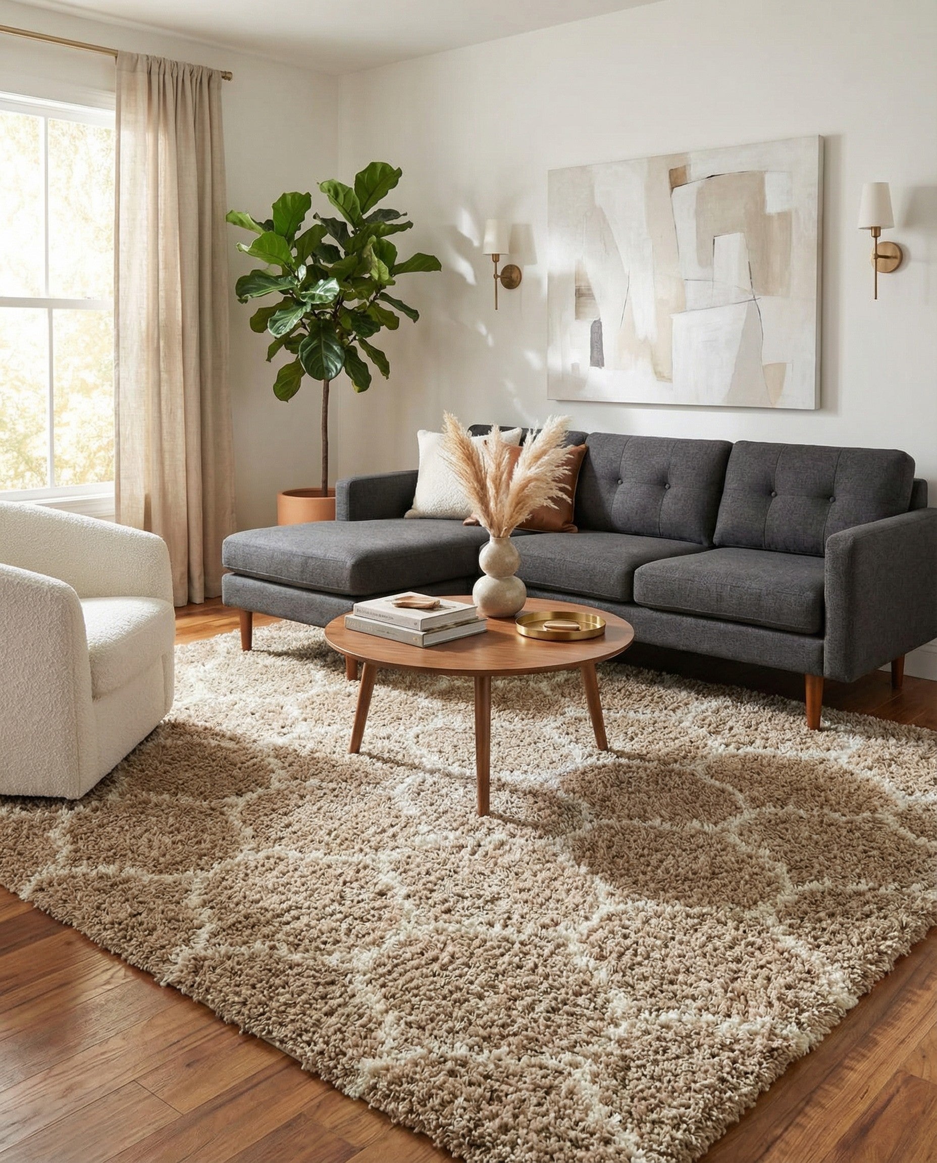  10' x 10' Lattice Shag Square Rug