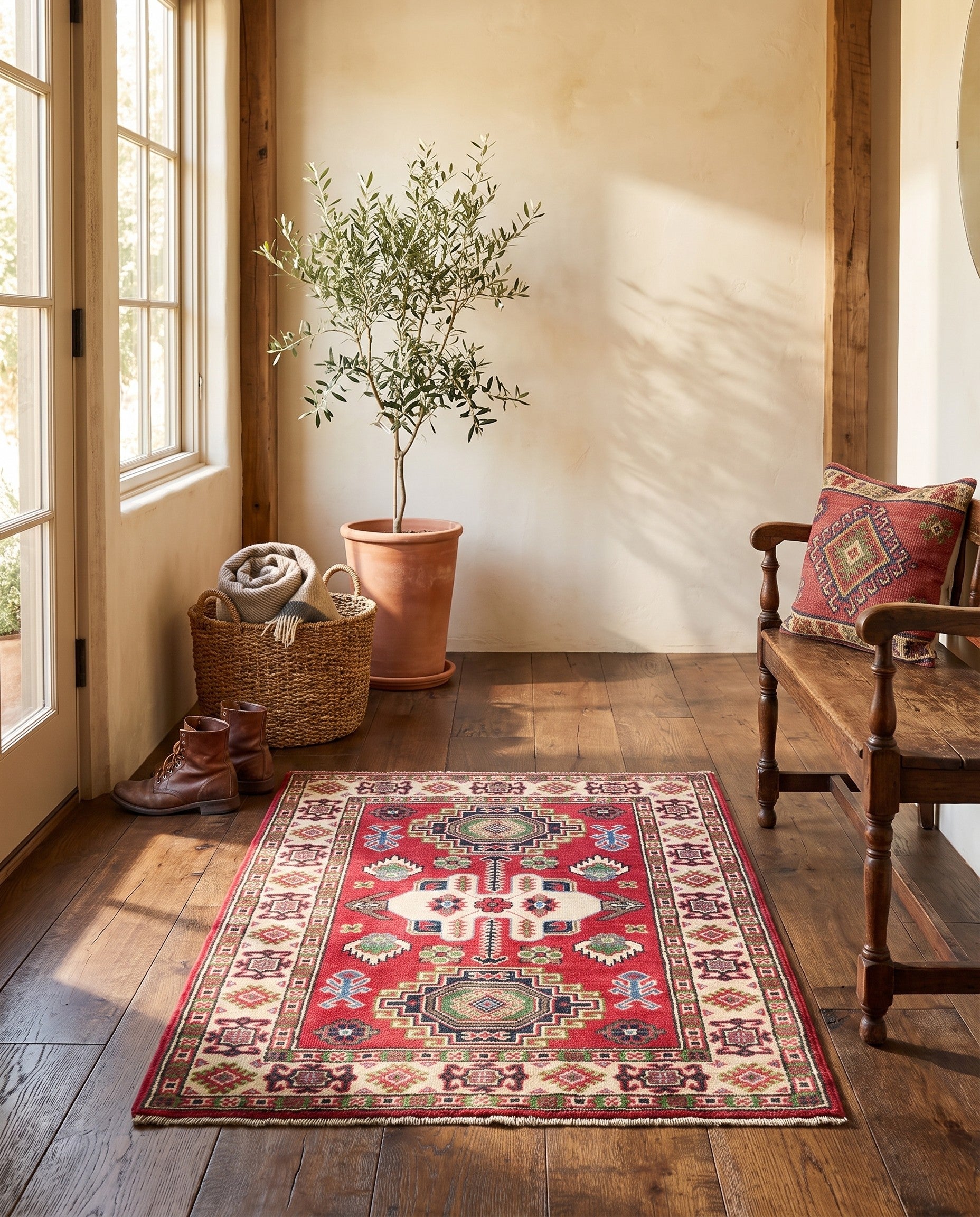 2' 7 x 4' Hand Knotted Kazak Rug