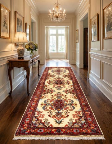 2' 7 x 6' 10 Hand Knotted Qom Persian Runner Rug