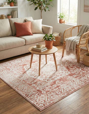 Pink Oxford Square Rug