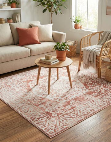 Pink Oxford Square Rug