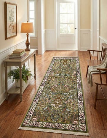Green Nain Design Runner Rug