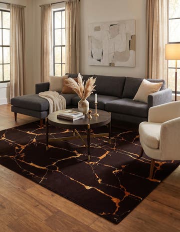 Black and Gold Vogue Geo Rug