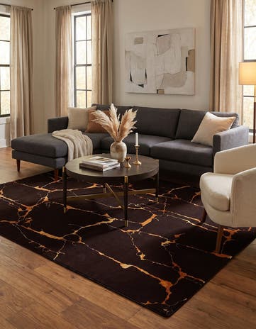 Black and Gold Vogue Geo Rug