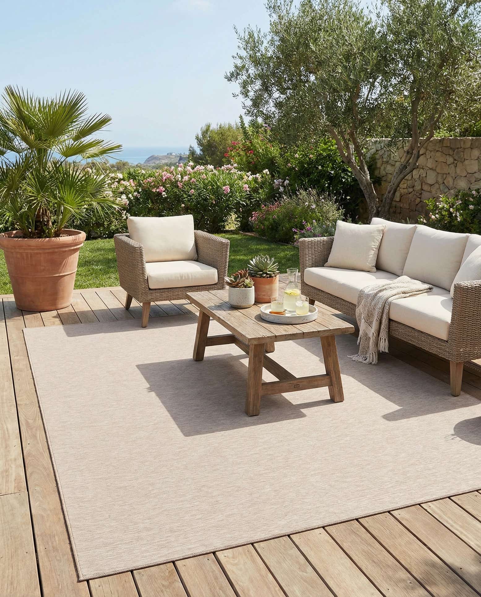 9' 4 x 12' Easy-Clean Solid Indoor / Outdoor Rug