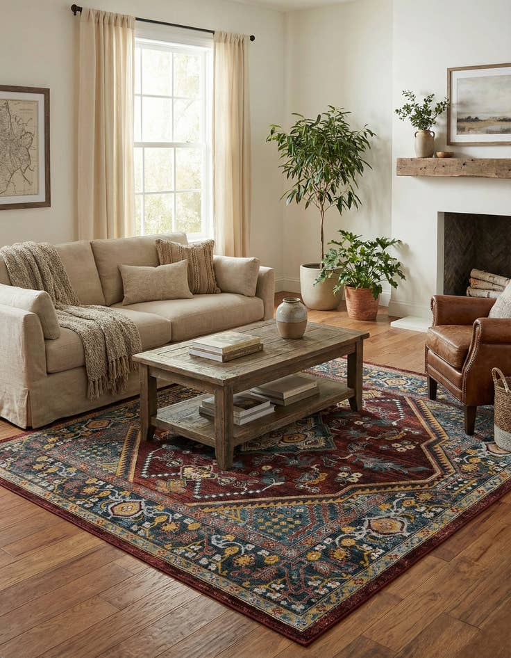 Detail image of 7' 10 x 7' 10 Kamala Washable Square Rug