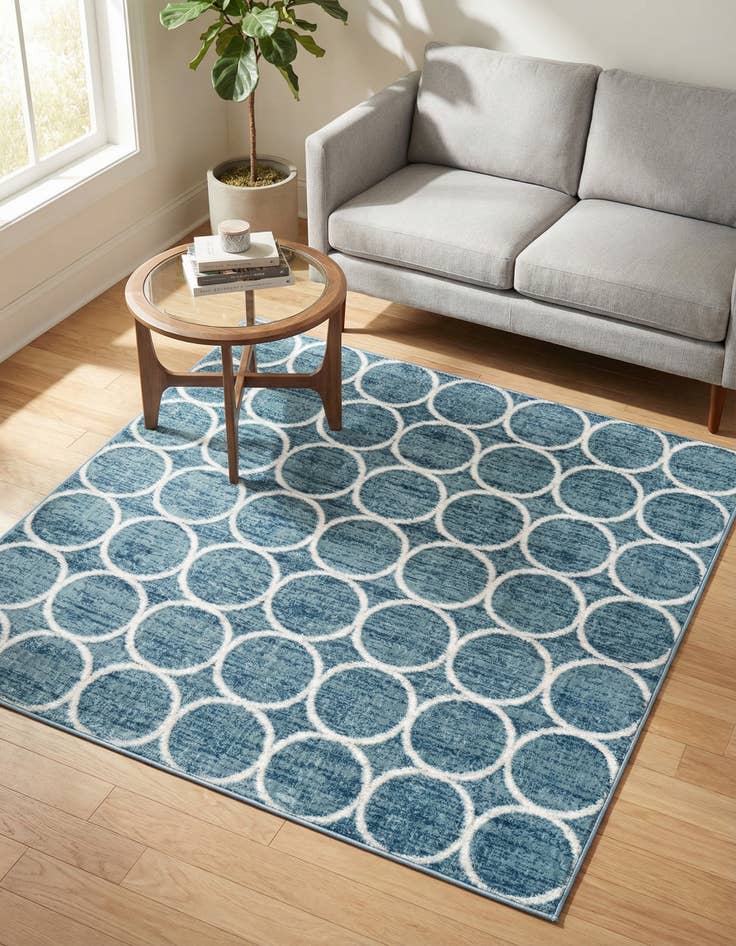 Detail image of  5' 3 x 5' 3 Lattice Trellis Square Rug