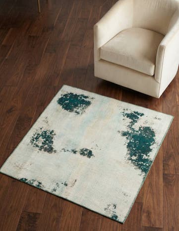 3' 6 x 4' 5 Hand Knotted Ultra Vintage Persian Wool Square Rug